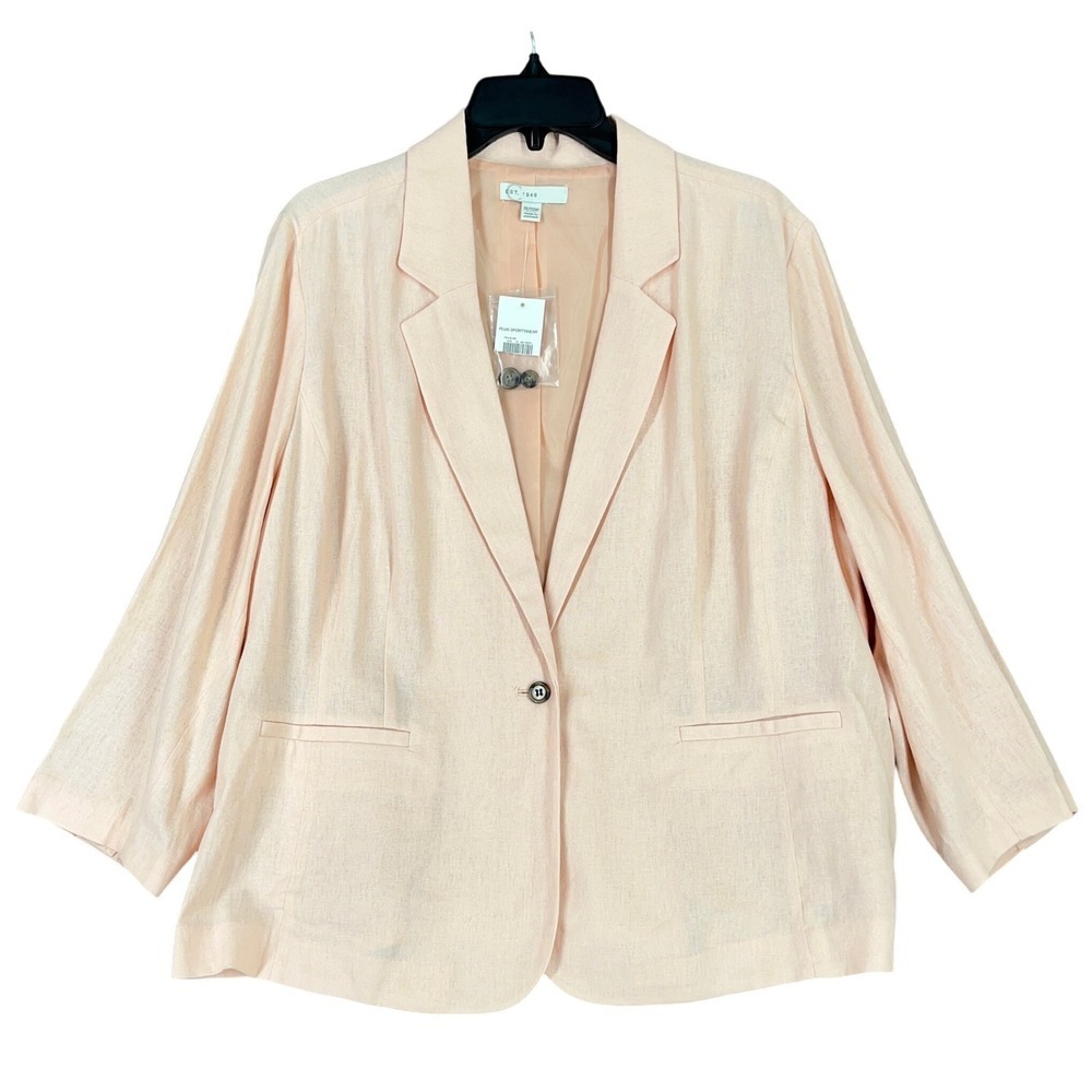 Cato Linen Blend‎ Single Button Blazer Peach Pink Lightweight Plus 18/20W Womens
